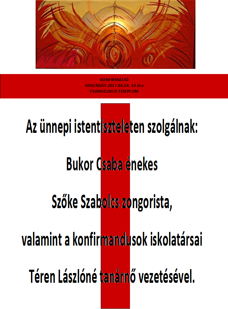 2017.06.04. Pünkösd vasárnapján konfirmációi istentisztelet a templomban